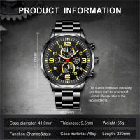 Reloj De Pulsera Deportivo De Lujo Para Hombre 2023 DEYROS Acero Inoxidable Cuarzo Con Calendario Y Manecillas Luminosas Correa De Cuero - details 3