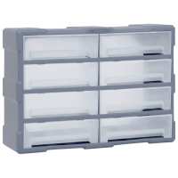 vidaXL Organizador Multicajones con 8 Cajones Grandes Taller Herramientas Color Gris,  Naranja y negro, y mas - details 0