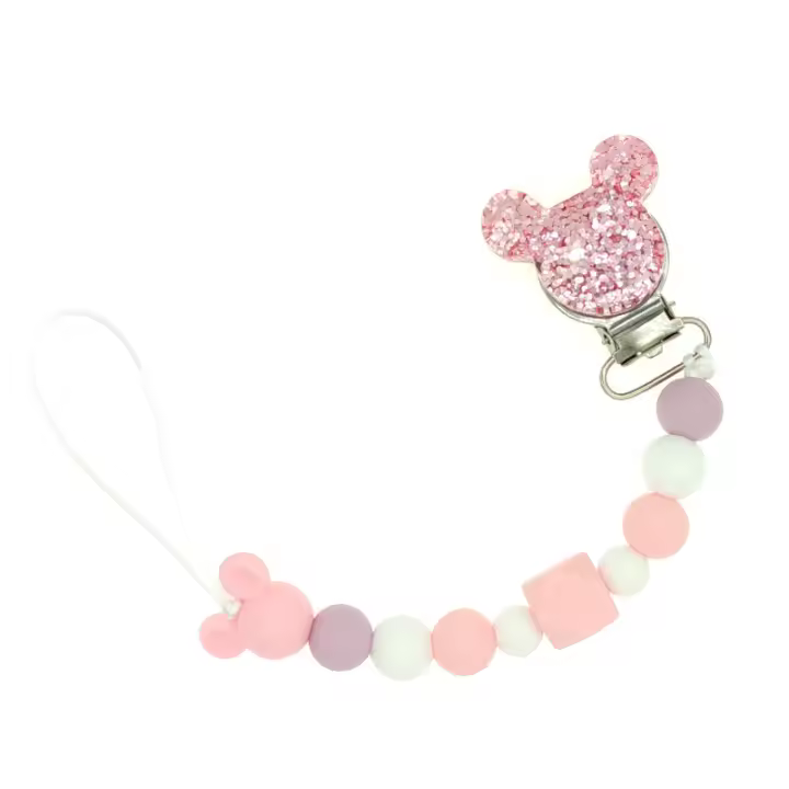 Cadena De Chupete Para Bebé Con Bolas De Silicona Y Juguetes De Mordedor Clip Para Chupete Regalo Con Diseño De Animal Divertido Tamaño 23cm Peso 24g - 1