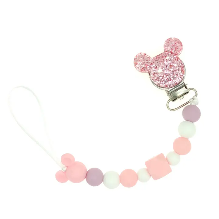 Cadena De Chupete Para Bebe With Túneles De Silicona Y Juguetes De Mordador Clip Para Chupete Gift With Diseño De Animales Divertidos Tamaño 23cm - 1
