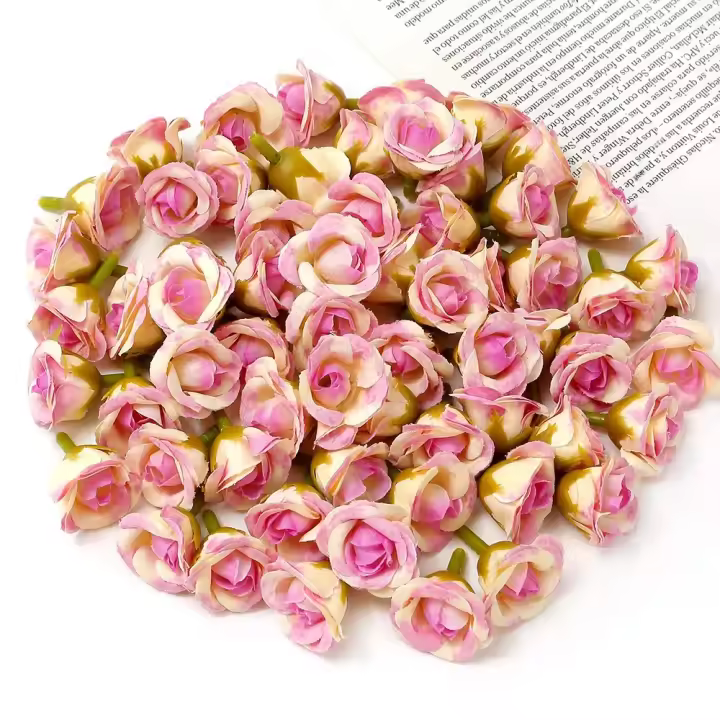 20/50Pcs Rosas Artificiales 2CM Flores Falsas Para Decoración De Hogar Jardín Bodas DIY Scrapbook Guirnalda Regalo Accesorio - 1