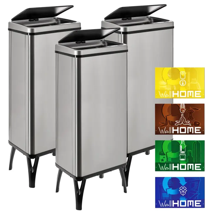 Wellhome Cubos de Basura Inteligente Gris 60L (x3) - 1