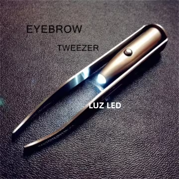 Tijeras De Pestañas Portátiles Con Diseño Inteligente Y Luz LED Herramienta De Maquillaje De Acero Inoxidable Para Eliminar Cabello De Cejas - 1