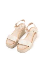 Lyla Wang sandalias doradas con cuña de esparto diseño trenzado y elegante cierre perfectas para el verano - details 16