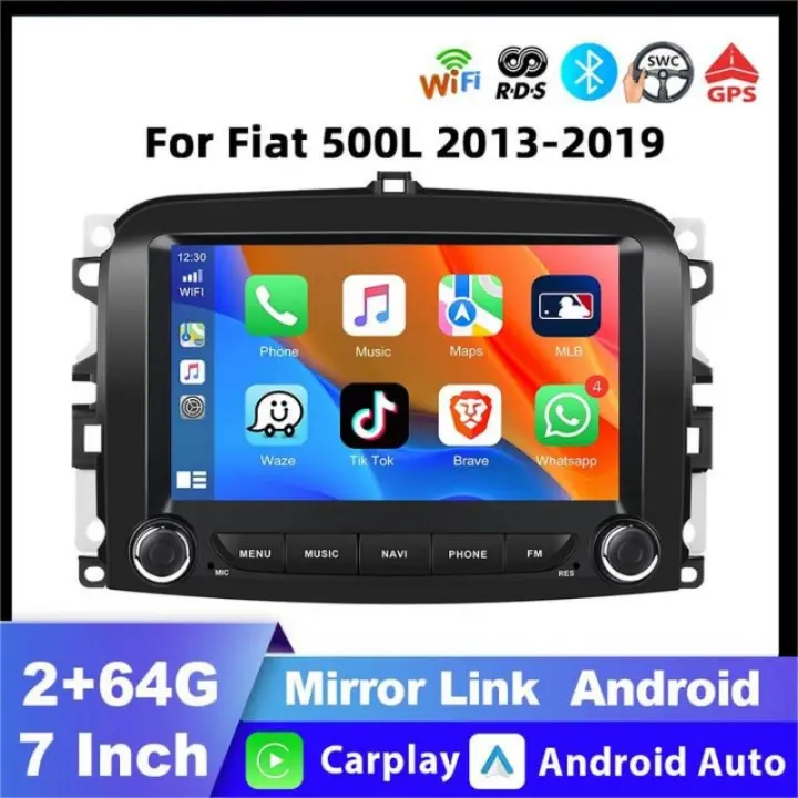 Radio con GPS para coche, reproductor Multimedia con Android 1024x600, 7 pulgadas, 2 din, estéreo, para Fiat 500L, 2013, 2014, 2015, 2016-2019 - 1