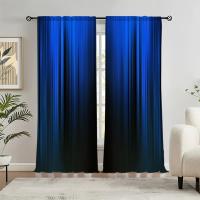 2pcs Cortina De Ventana Con Diseño De Rayas Gradient Azul/Castillo Para Decoración De Hogar Tratamiento De Ventana Para Dormitorio Oficina Cocina Con Bolsa Para Rodamiento - details 6