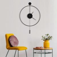Clásico Gran Péndulo Reloj de pared Art decorative Relojes Redondo minimalista moderno Reloj no TicTac Silencioso metal Reloj de pared 50cm Negro - details 1