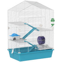 PawHut Jaula para Hámster de 5 Niveles Casa para Animales Pequeños con Plataformas Cuenco Bebedero Casita Rampas y Rueda de Ejercicio 58x36x81 cm Azul Claro - details 0