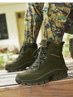 Botas De Combate Desérticas Para Hombres Botas Tácticas De Entrenamiento Especial Fuerzas Botas De Montañismo Ligeros Antideslizantes Suela De TPR Cubierta Superior De Cuero De Vaca - details 13