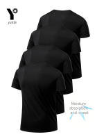 Pack De 4 Camisetas De Hombre Negras Ultra-Ligeras Y Transpirables Para Fitness Y Running Camiseta De Cuello Redondo Secado Rápido Absorbedora De Sudor - details 2