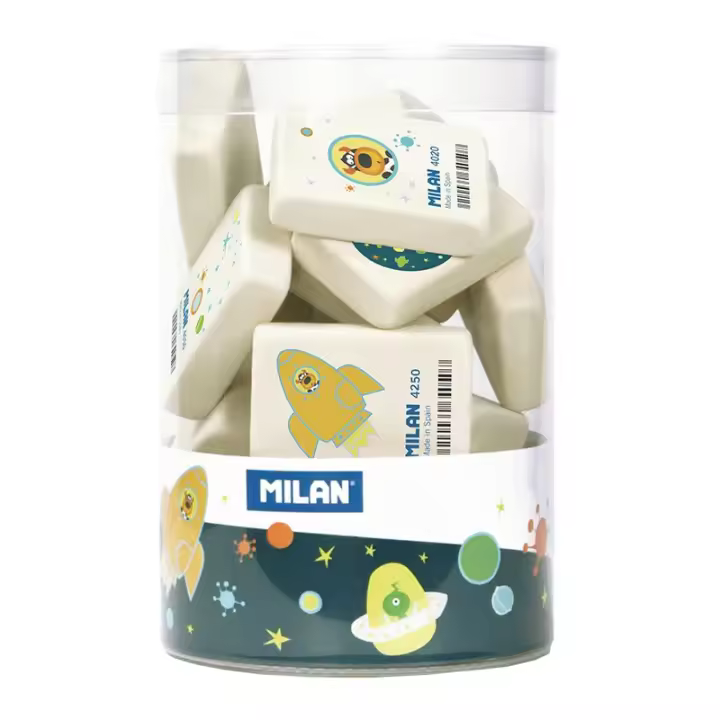 MILAN Bote 20 gomas con dibujos infantiles Space 4520 - 1