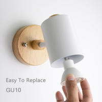 Lámpara De Pared Nórdica GU10 Madera 6 Colores Con Interruptor De Cremallera EU/UL Para Dormitorio Sala De Estar Pasillo Decoración Luz LED Contemporánea Sin Bombillas Incluidas - details 3