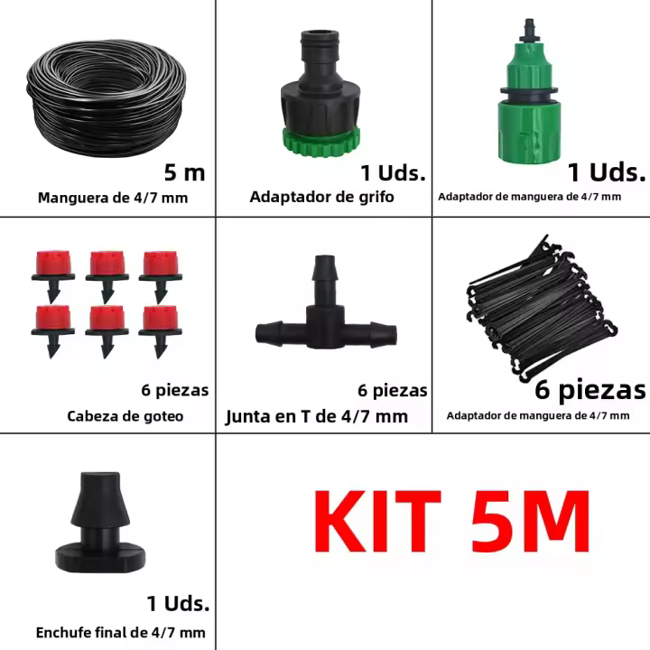 Sistema De Riego Por Drip Automático Portátil 20M Con Reguladores Ajustables Y Riegos Por Misting Kit De Riego Para Jardín Con Mangueira - 1