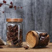 Frascos de vidrio para almacenamiento de alimentos con sello hermético, tapas de madera, frascos de especias con tapa, Organización para contenedores de frascos, azúcar, sal, café - details 11