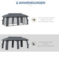 Carpa de fiesta de 3x6 m with Doble Techo y Paredes laterales, mosquitera para hasta 15 personas, metal galvanizado, Dark Gris - details 4