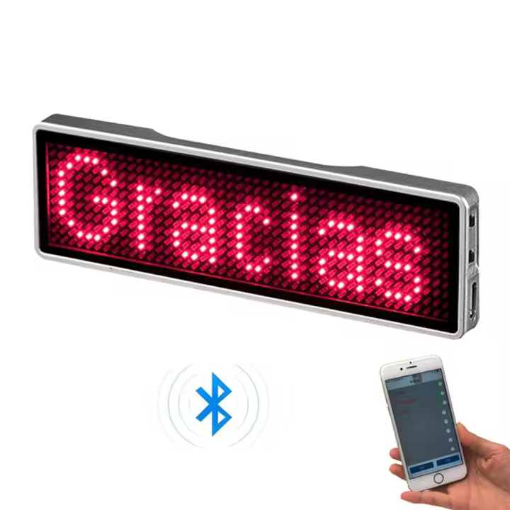 Pantalla LED Recargable Bluetooth Digital Para Badges Insignia DIY Con Mensaje De Desplazamiento Mini Pantalla De Nombre LED Programable - 1