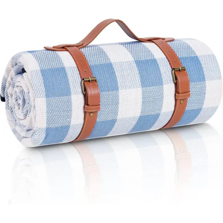 Manta de picnic Extragrande de 80x80 pulgadas, impermeable y plegable, Manta de Playa de 3 Capas para Exterior para 6 A 8 Adultos, para acampar, Parque, Playa, céped, interiores... - 1