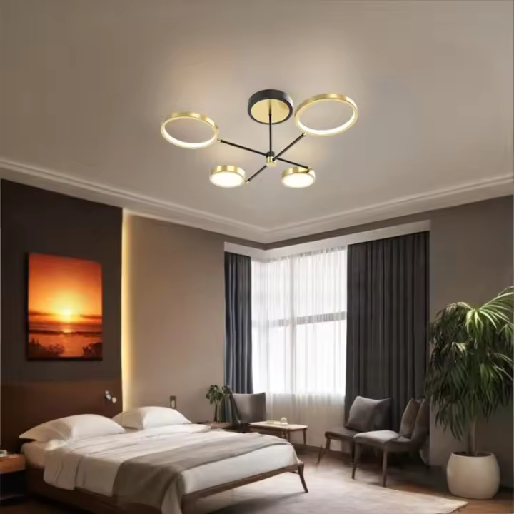 Lámpara de Techo Led R9049-4, Con Mando a Distancia, 3 Tipos de Luz, Intensidad Regulable, 72W, Negro/Oro - 1