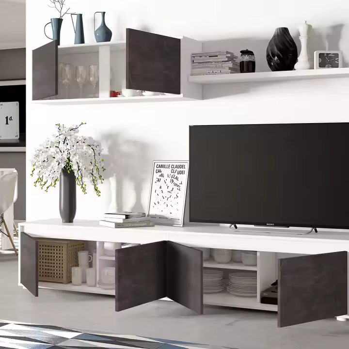 MUEBLE SALÓN CON ESTANTE 200x43x41CM BLANCO ARTIK/OXIDO - 1
