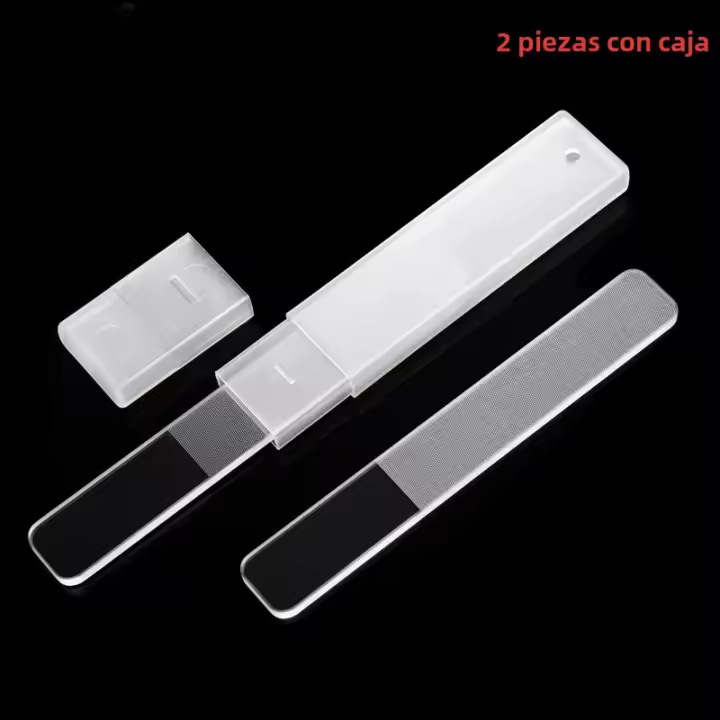 Archos De Uñas De Vidrio Transparente Con Caja Fichas De Pulido Y Polimento Herramienta Brillante Para Manicura 2/5Pcs - 1