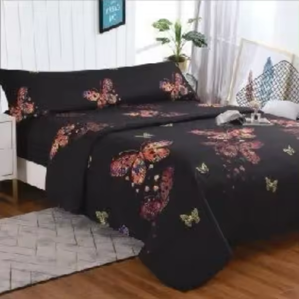 Juego de sábana,juego para cama 90cm,set de 3 Piezas, 1 encimera , 1 sábana bajera ajustable, 1 fundas de almohada, 100% poliéster, transpirable.CXJF - 1