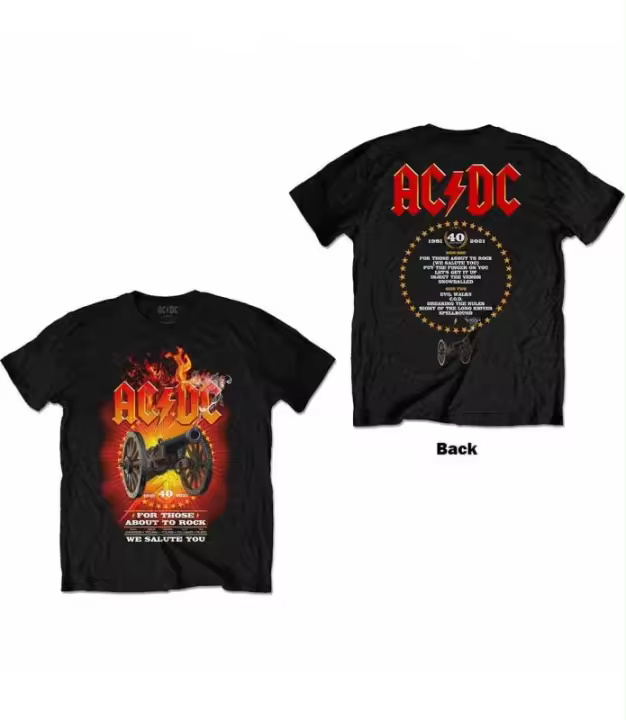 ACDC FTATR 40TH FLAMING Camiseta Licencia Oficial Manga Corta chico Men ROCK OFF ACDCTS96MB - 1