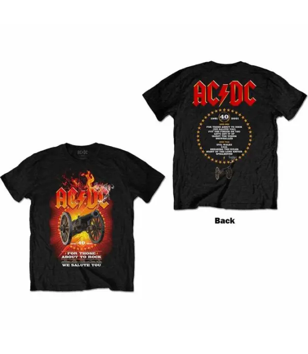 ACDC FTATR 40TH FLAMING Camiseta Licencia Oficial Manga Corta chico Men ROCK OFF ACDCTS96MB - 1