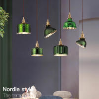 Lámpara Colgante Minimalista Japonesa De Vidrio Creativa Y Personalizada LED Verde En Bronce Para Iluminación De Habitaciones Y Salones - details 5