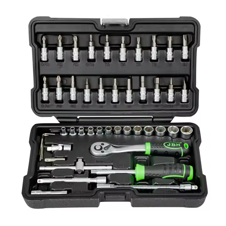 JBM 54109 ESTUCHE DE 46 PIEZAS CON VASOS HEXAGONALES CINCADO - 1
