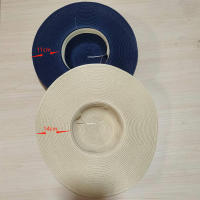 Sombrero De Sol Para Mujer Y Hombre Color Sólido De Moda Con Rhinestone 14cm Grande Paja Resistente Al Sol Plegable Para Playa Y Viajes - details 39