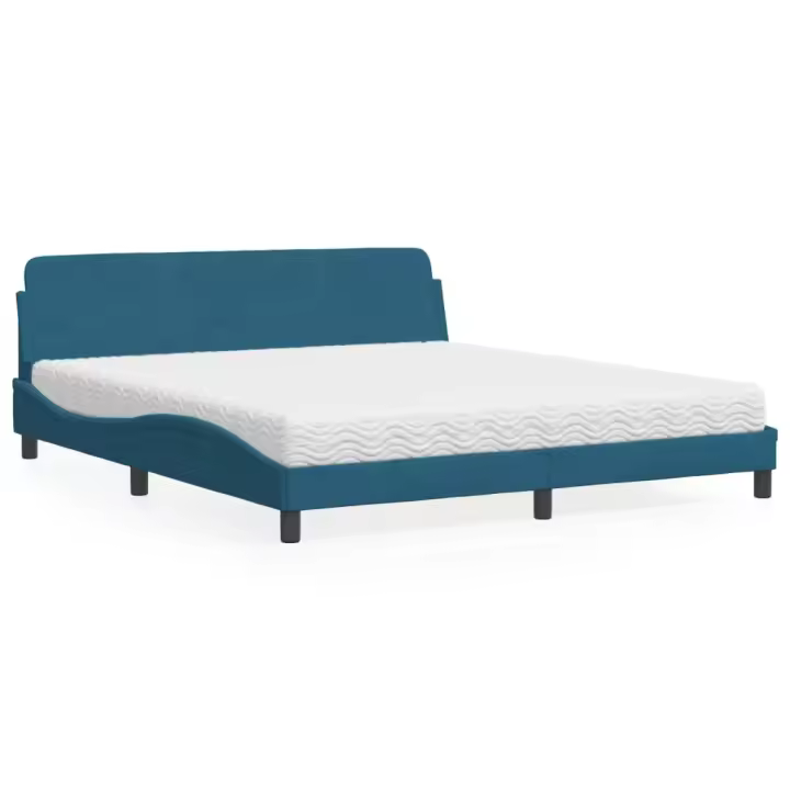 vidaXL Cama con colchón terciopelo azul 180x200 cm - 1