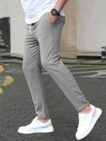 Pantalones Casuales Para Hombre De Color Sólido Con Cinturón Ajustable Y Bolsillos Estilo Regular Y Moda Pantalones Largos De Polyester - details 20