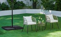4 Piezas Base para Sombrilla Rellenable Cuadrado 80kg de Arena/60L Agua Total con Diseño Trenzado Soporte de Parasol para Llenar Desmontable 50x50x7,5cm para Jardín Patio etc - details 0