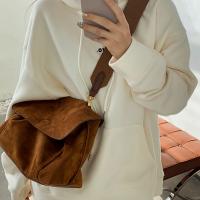 Bolso De Hombro Para Mujer De Velours Marrón Retro Gran Capacidad Versátil Para Otoño E Invierno Nueva Colección 2025 - details 1