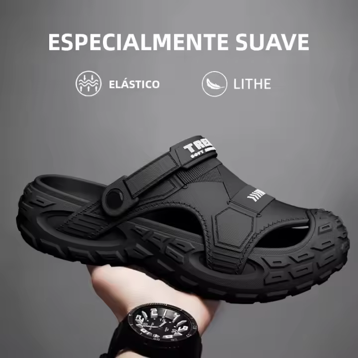 Sandalias EVA Para Hombres En Verano Con Suela Gruesa Y Suave Para Uso Al Aire Libre Zapatos De Playa Para Deportes Casuales Y Perforados - 1