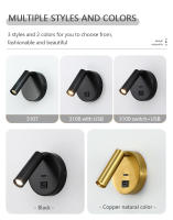 Lámpara De Pared Moderna Con Carga USB Y Luz De Lectura Plegable Rotación De 350 Grados Para Dormitorio Estudio Hotel - details 2