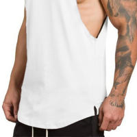 Camiseta De Algodón Transpirable Para Hombres Verano Sin Mangas Deporte Fitness Gimnasio Running Tops De Hombros Vazios - details 15