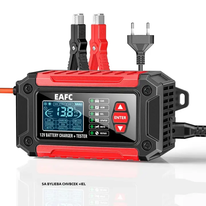 Cargador Y Tester De Batería De Coche 2 En 1 12V 6A Inteligente Para Motor Reparación De Coche Pantalla LCD AGM LiFePO4 Ácido Plomo - 1