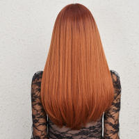 Peluca Sintética De Cobre Naranja Pimienta Para Mujeres Larga Recta Con Franja Resistente Al Calor Para Cosplay Diario Fiesta - details 5