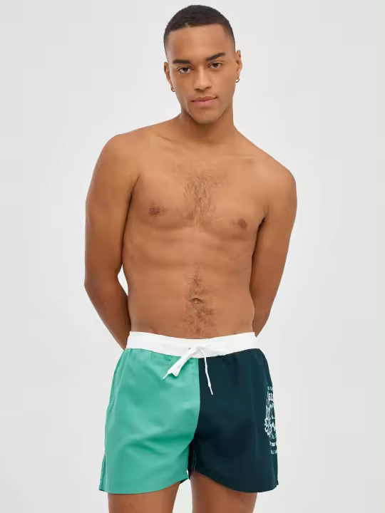 Bañador slim de tiro medio con estampado color block y gráfico y cintura elástica INSIDE - 1