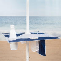 Aktive - Sombrilla de playa marinera, 210 cm, mesa central con posavasos y bolsillo, protección UV50, mástil acero inclinable y regulable en altura, tejido poliéster Oxford, 8 varillas fibra de vidrio, sombrilla playa grande, sombrillas de playa - details 6