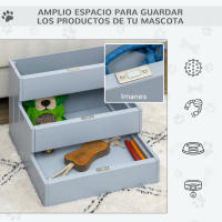PawHut Escalera para Mascotas 3 Peldaños con Espacio de Almacenaje y Alfombra Antideslizantes Portátil Madera para Vehículo Carga 30 kg 40,5x44,5x38 cm - details 4