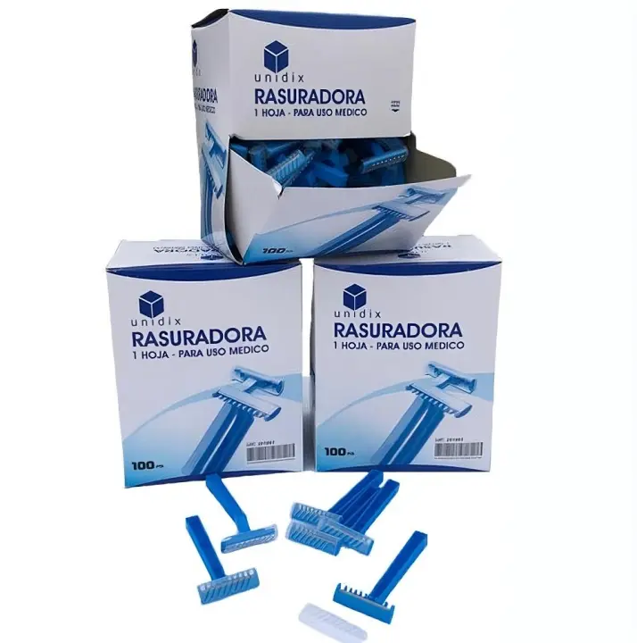 Unidix - Maquinillas de Afeitar Desechables – 1 Hoja – Caja Dispensadora de 100 Unidades – Aptas para Uso Médico/Hospitales/Centro Sanitarios/Estudio Tatuajes/Centros de Estética – No Estéril - 1