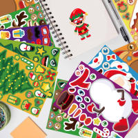 8 Hojas De Puzle De Navidad Con Pegatinas DIY Para Crear Tu Propio Santa Claus Juego De Rompecabezas Para Niños Decoración De Fiesta Infantil - details 1