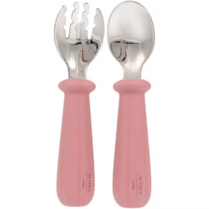 Cubiertos para bebe: Fácil Agarre, Antiasfixia, Acero Inoxidable y Silicona Alimentaria -Althea Living - 1