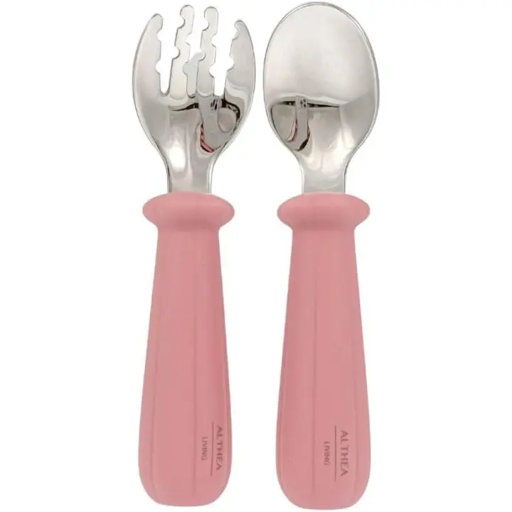 Cubiertos para bebe: Fácil Agarre, Antiasfixia, Acero Inoxidable y Silicona Alimentaria -Althea Living - 1