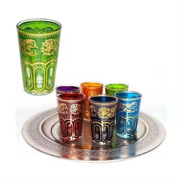 Juego de 6 Vasos Marroquíes Fath Surtidos - Vasos morunos de té - Conjunto de Vasos Árabes decorados - BESTSELLER - 1