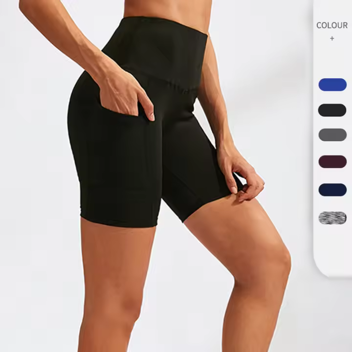 Pantalones cortos de Yoga para mujer, pantalones cortos de entrenamiento de cintura alta para gimnasio, Fitness, Yoga, levantamiento de glúteos, mallas de yoga para correr, pantalones cortos de ciclismo - 1