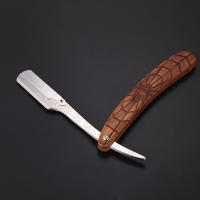 Afeitadora Manual De Madera Y Acero Inoxidable Trimmer Profesional Cuchillo Recto Con Mango De Carving Para Barbero Sin Hoja - details 4