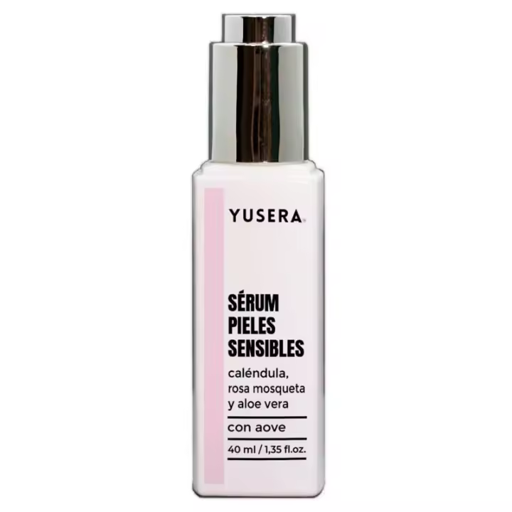 Sérum para Pieles Sensibles con Caléndula, Rosa Mosqueta, Aloe Vera y AOVE (Aceite de Oliva Virgen Extra) - Fórmula sin Parabenos y Protección Solar SPF 10 o Inferior - Hidratación, Alivio y Regeneración Celular - 40ml - YUSERA - 1